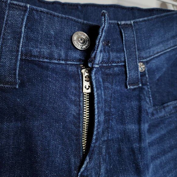 True Religion Ricky Relaxed Straight Jeans Flap Button Stretch Denim Men's 33x31 - Picture 8 of 9